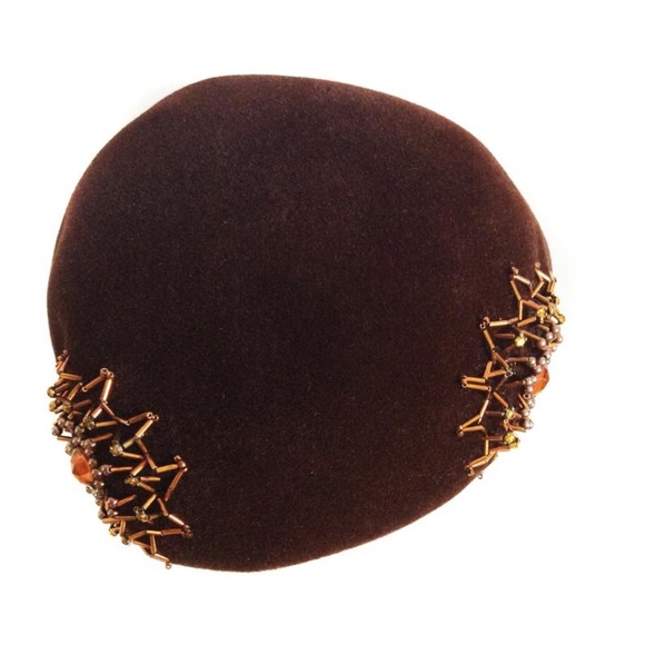 Vintage Carol Velour Beaded Hat